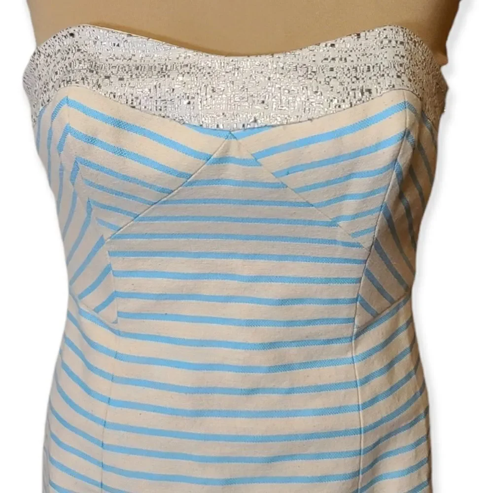 LILLY PULITZER Strapless Remi Blue Horizon Metallic Dress  Size 00 New - Picture 3 of 6